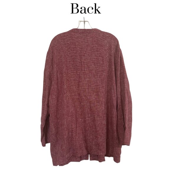 EUC Dialogue Linen Blend Button Down Tunic Red White Size 2X Women's Top - Picture 2 of 8